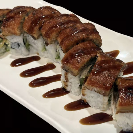 Dragon Roll topped with eel